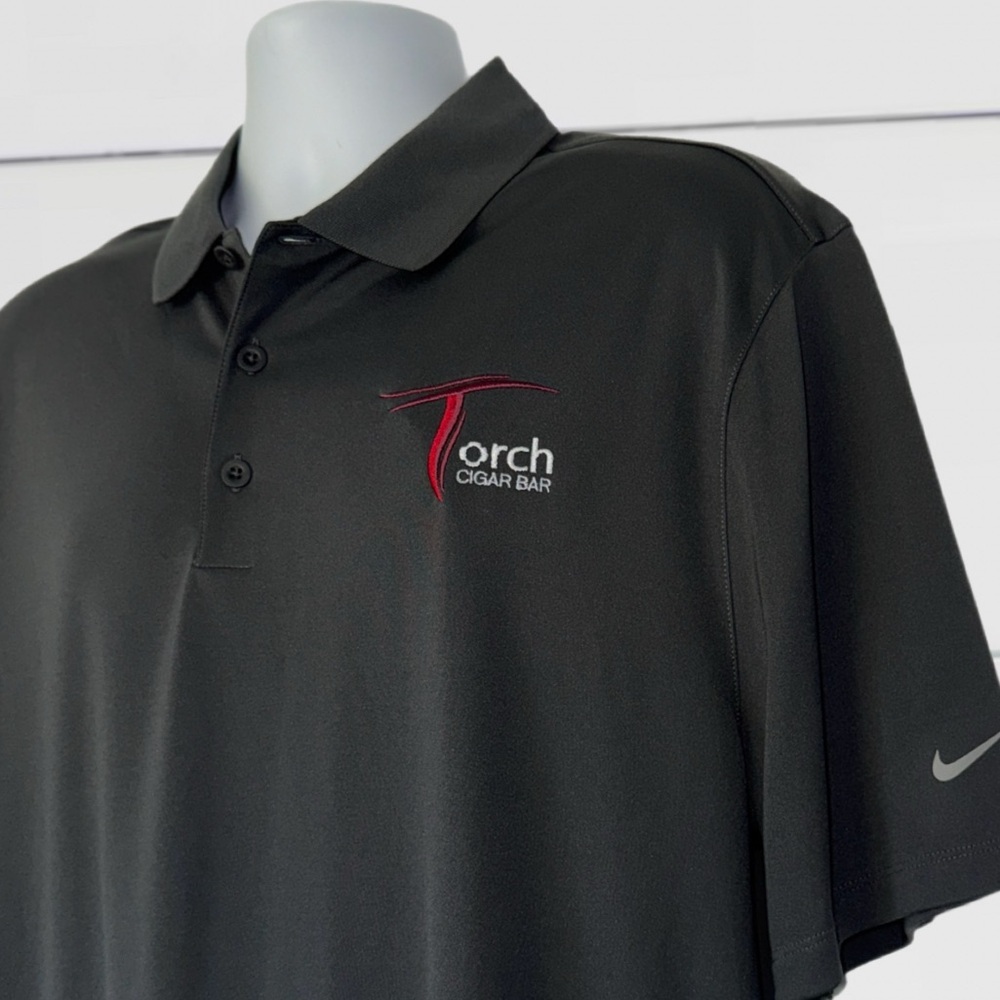 Nike Golf Dri-FIT Polo Shirt Men’s XL Anthracite Gray NWT Torch Cigar Bar Logo - Picture 3 of 13